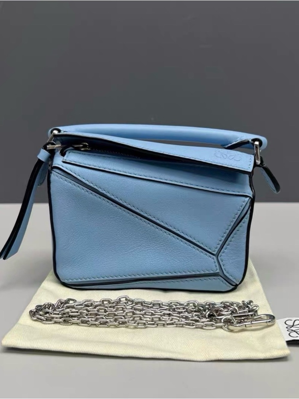 Loewe Light Blue Puzzle Mini Leather Shoulder Bag